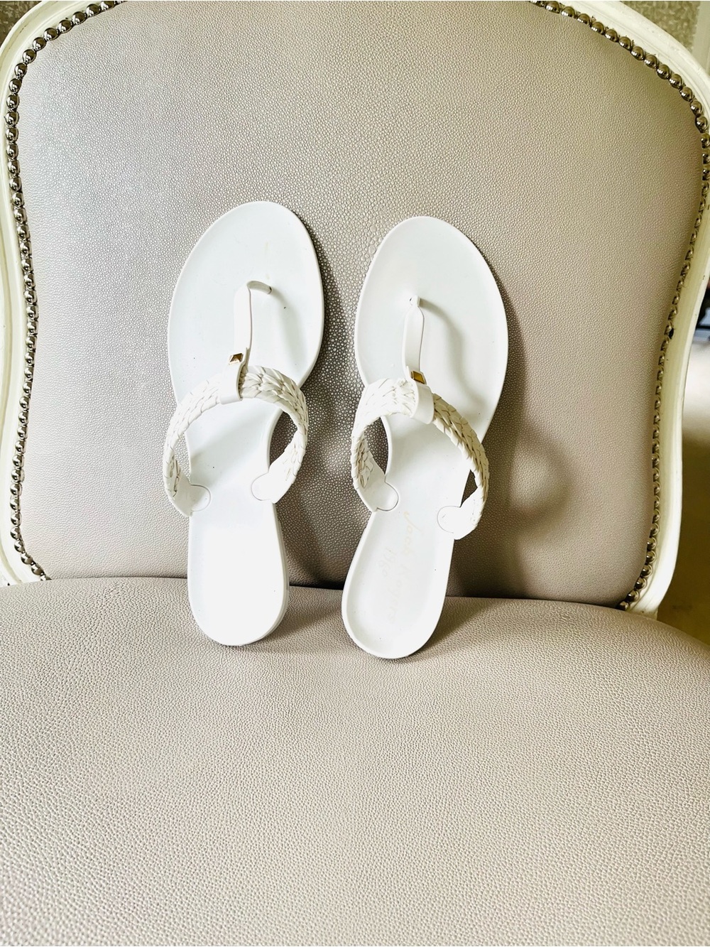 Jack Rogers  braided white  jelly thongs 10 - Picture 6 of 13